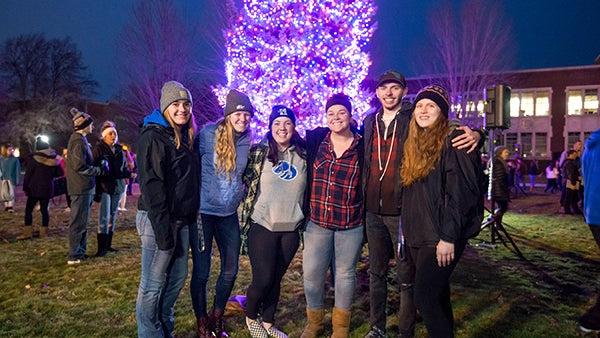 Students at the annual tree lighting